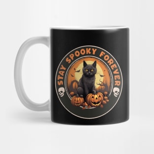 Retro Black Cat Halloween Pumpkin Cat Costume For Women Men Kids Mug